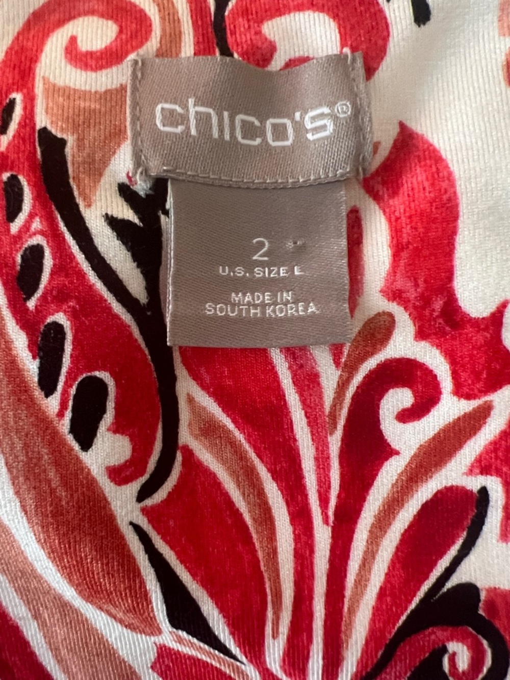 NWT CHICO’S TOUCH OF COOL TRIBAL BALLET ELBOW TEE TOP SZ 12/L - Picture 9 of 11